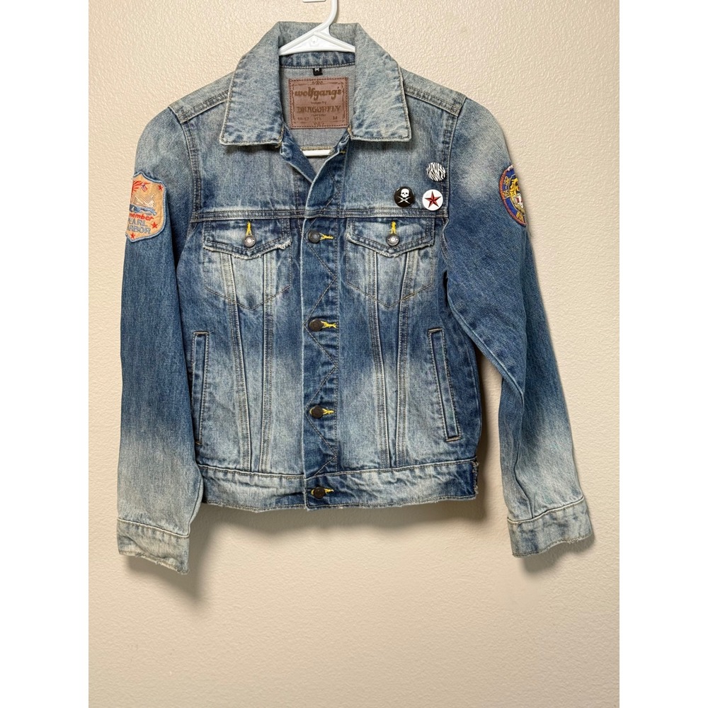 Wolfgangs Dragonfly Metallica Day on the Green Patch & Pins Denim Jacket Med